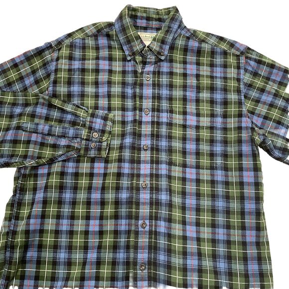 Vintage L.L Bean Mens Shirt Medium Flannel Plaid Button Up Work Outdoors Cotton - Picture 1 of 7